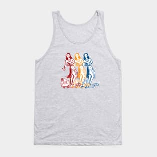 Hula Dancer Tri-Color Design Tank Top